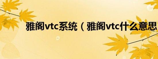 雅阁vtc系统（雅阁vtc什么意思）