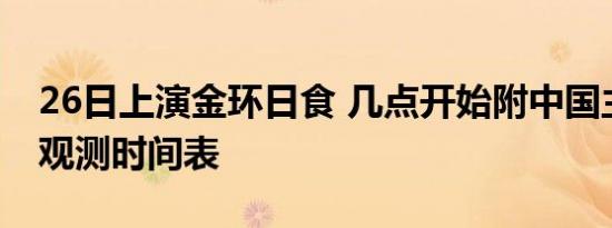 26日上演金环日食 几点开始附中国主要城市观测时间表