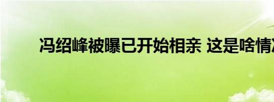 冯绍峰被曝已开始相亲 这是啥情况