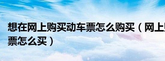 想在网上购买动车票怎么购买（网上购买动车票怎么买）