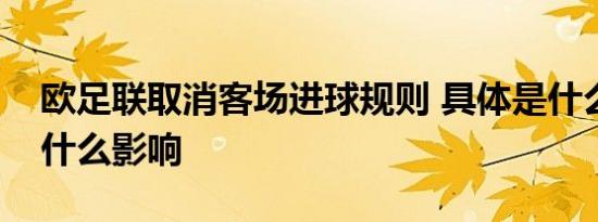 欧足联取消客场进球规则 具体是什么原因有什么影响
