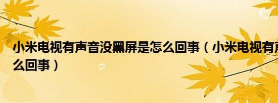 小米电视有声音没黑屏是怎么回事（小米电视有声音黑屏怎么回事）