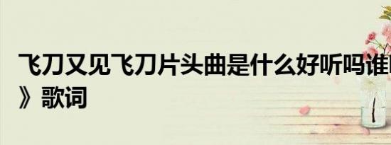 飞刀又见飞刀片头曲是什么好听吗谁唱的《疤》歌词
