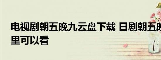 电视剧朝五晚九云盘下载 日剧朝五晚九在哪里可以看