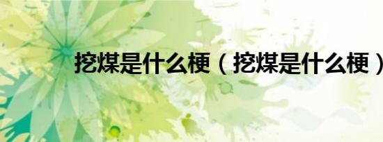 挖煤是什么梗（挖煤是什么梗）