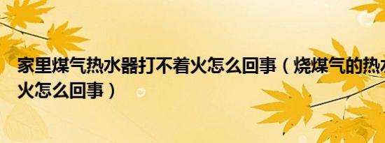 家里煤气热水器打不着火怎么回事（烧煤气的热水器打不着火怎么回事）