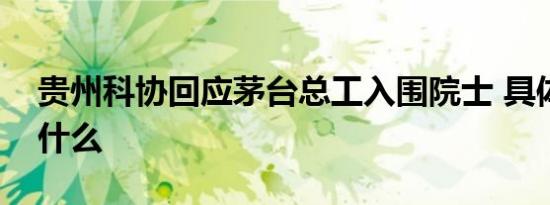 贵州科协回应茅台总工入围院士 具体都说了什么