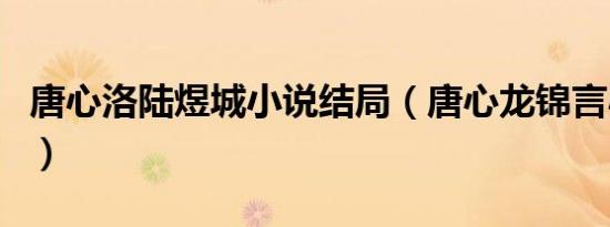唐心洛陆煜城小说结局（唐心龙锦言小说结局）