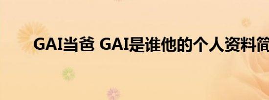GAI当爸 GAI是谁他的个人资料简介