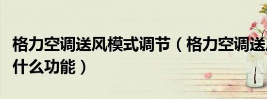 格力空调送风模式调节（格力空调送风模式是什么功能）