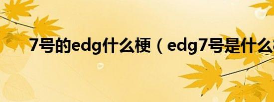 7号的edg什么梗（edg7号是什么梗）