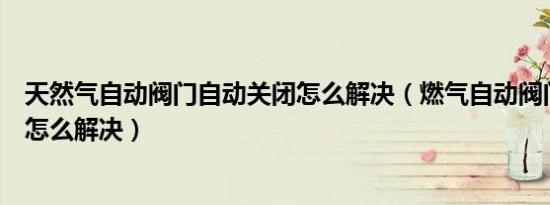 天然气自动阀门自动关闭怎么解决（燃气自动阀门自动关闭怎么解决）