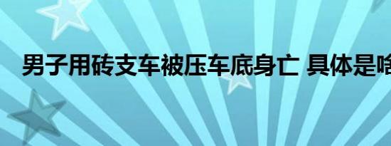 男子用砖支车被压车底身亡 具体是啥情况