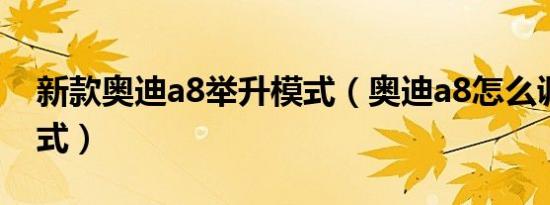 新款奥迪a8举升模式（奥迪a8怎么调举升模式）