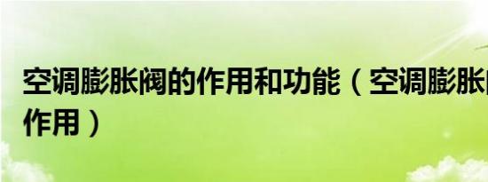 空调膨胀阀的作用和功能（空调膨胀阀起什么作用）