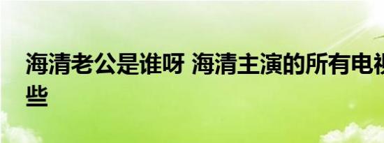 海清老公是谁呀 海清主演的所有电视剧有哪些