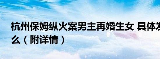 杭州保姆纵火案男主再婚生女 具体发生了什么（附详情）