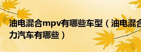 油电混合mpv有哪些车型（油电混合mpv动力汽车有哪些）