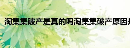淘集集破产是真的吗淘集集破产原因是什么