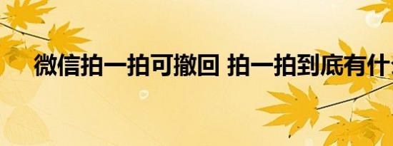 微信拍一拍可撤回 拍一拍到底有什么用