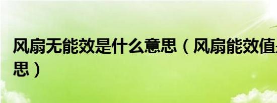 风扇无能效是什么意思（风扇能效值是什么意思）