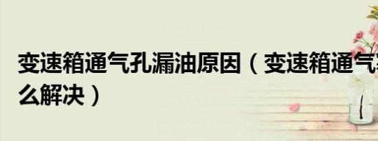变速箱通气孔漏油原因（变速箱通气塞漏油怎么解决）