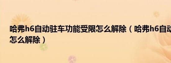 哈弗h6自动驻车功能受限怎么解除（哈弗h6自动驻车故障怎么解除）