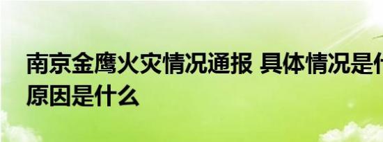 南京金鹰火灾情况通报 具体情况是什么起火原因是什么
