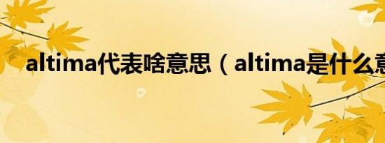 altima代表啥意思（altima是什么意思）