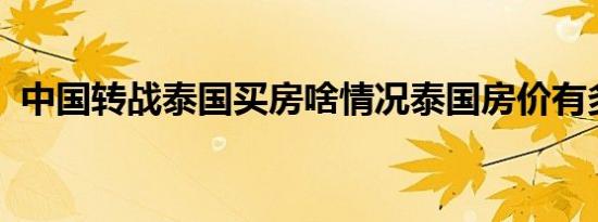中国转战泰国买房啥情况泰国房价有多便宜