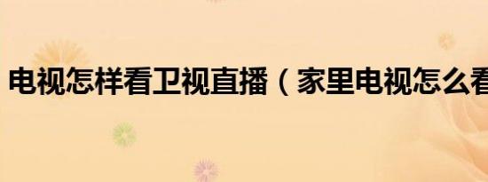 电视怎样看卫视直播（家里电视怎么看卫视）