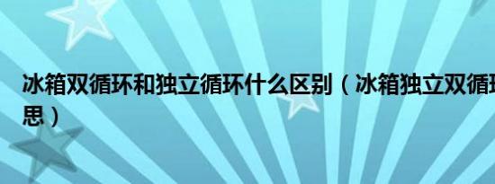 冰箱双循环和独立循环什么区别（冰箱独立双循环是什么意思）