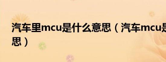 汽车里mcu是什么意思（汽车mcu是什么意思）