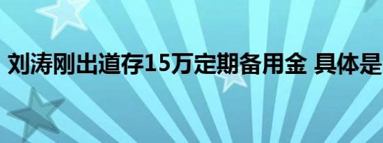 刘涛刚出道存15万定期备用金 具体是啥情况