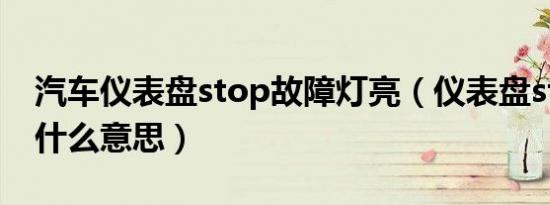 汽车仪表盘stop故障灯亮（仪表盘stop亮是什么意思）