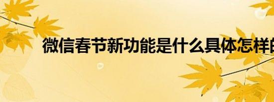 微信春节新功能是什么具体怎样的