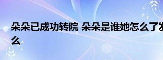 朵朵已成功转院 朵朵是谁她怎么了发生了什么