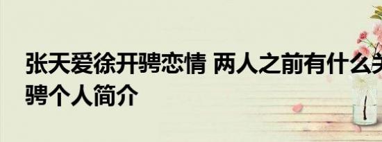 张天爱徐开骋恋情 两人之前有什么关系徐开骋个人简介
