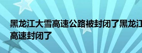 黑龙江大雪高速公路被封闭了黑龙江哪10条高速封闭了
