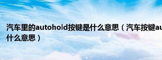 汽车里的autohold按键是什么意思（汽车按键auto hold是什么意思）