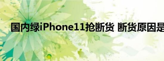 国内绿iPhone11抢断货 断货原因是什么