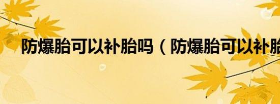 防爆胎可以补胎吗（防爆胎可以补胎吗）