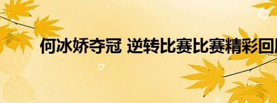 何冰娇夺冠 逆转比赛比赛精彩回顾