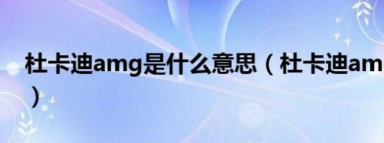 杜卡迪amg是什么意思（杜卡迪amg是什么）
