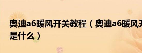 奥迪a6暖风开关教程（奥迪a6暖风开关教程是什么）