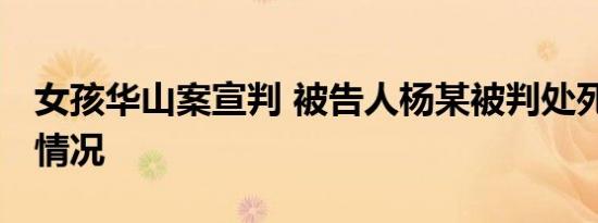 女孩华山案宣判 被告人杨某被判处死刑 具体情况