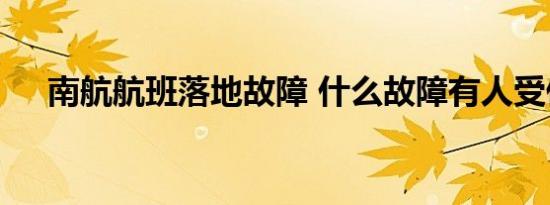 南航航班落地故障 什么故障有人受伤吗