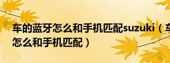 车的蓝牙怎么和手机匹配suzuki（车的蓝牙怎么和手机匹配）