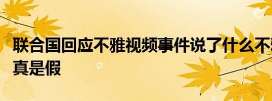 联合国回应不雅视频事件说了什么不雅视频是真是假