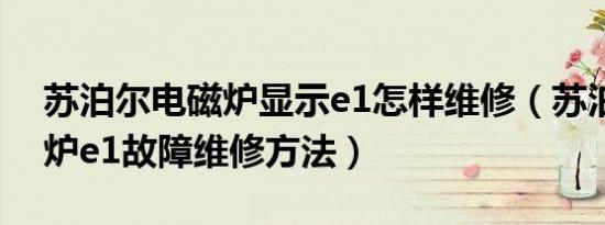 苏泊尔电磁炉显示e1怎样维修（苏泊尔电磁炉e1故障维修方法）
